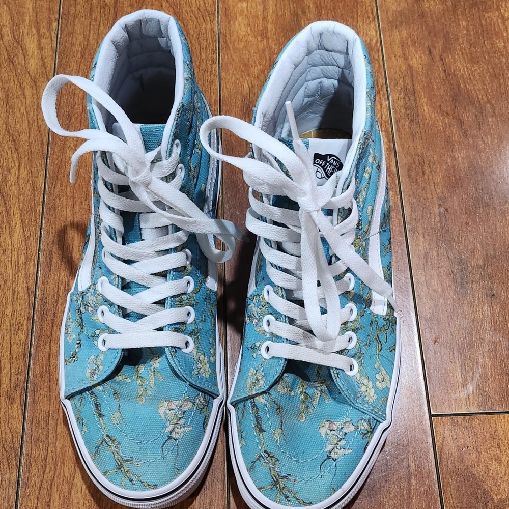 Vans x Van Gogh Museum Sk8-Hi Almond Blossoms Turquoise Floral Sneakers Mens 9.5